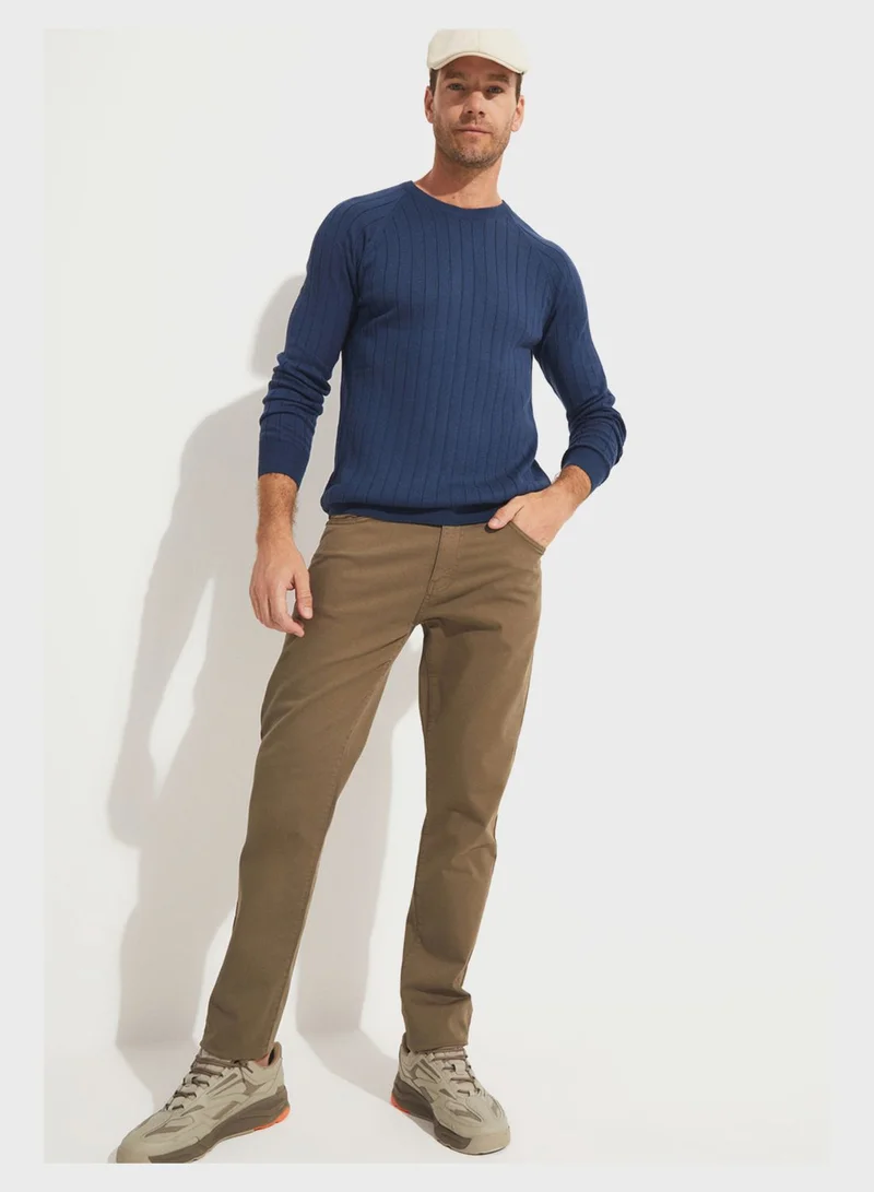 JUNE Striped Crew Neck Sweater