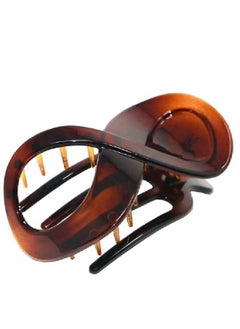 Parcelona French Infinity Loop Tortoise Shell Brown 3” Cellulose Acetate Side Slide In Yoga Flat Teeth Hair Claw Clip Clutcher For Women And Girls (Tortoise Shell Brown)  - Image 2