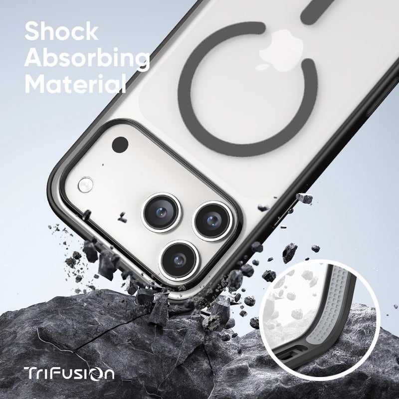 FLOLAB Surtect Tri-Fusion Magnetic for iPhone 17 Pro Case Protective Slim Design Magsafe Compatible Military Grade - Black Matte Translucent - Image 2