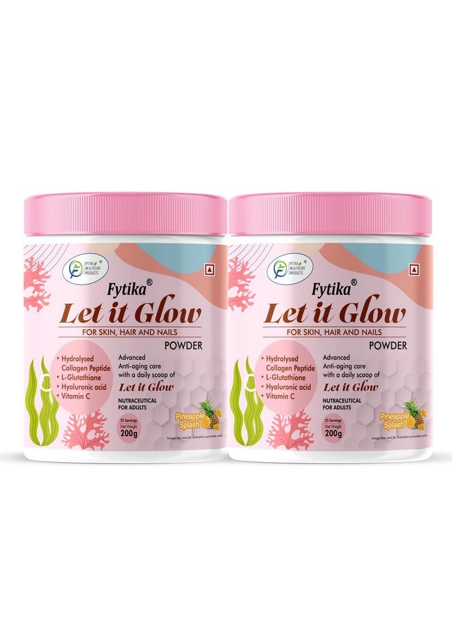FYTIKA منتجات فيتيكا للرعاية الصحية مكمل الكولاجين البحري للرجال والنساء | L- جلوتاثيون، فيتامين C، للشعر والأظافر (أناناس، عبوة من 2، مسحوق، 2 عدد، 25 حصة) - Image 1