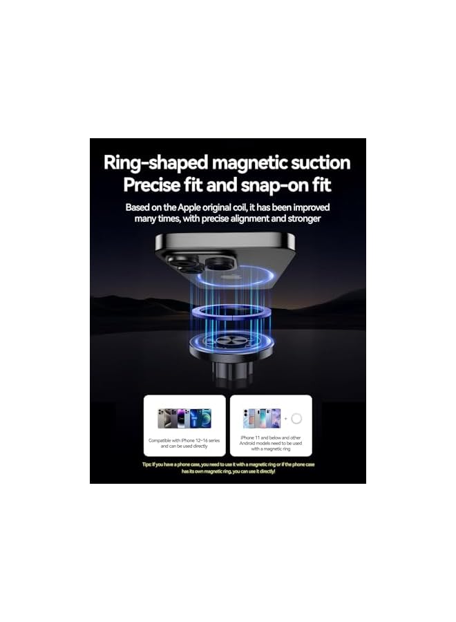 S-TOP Car Mount Magnet & Clip Hook Magnetic Cell Phone Holder for Vent, Universal Cellphone Stand Truck Cradle Accessories for iPhone 16 15 14 13 12 11 Android - Image 3