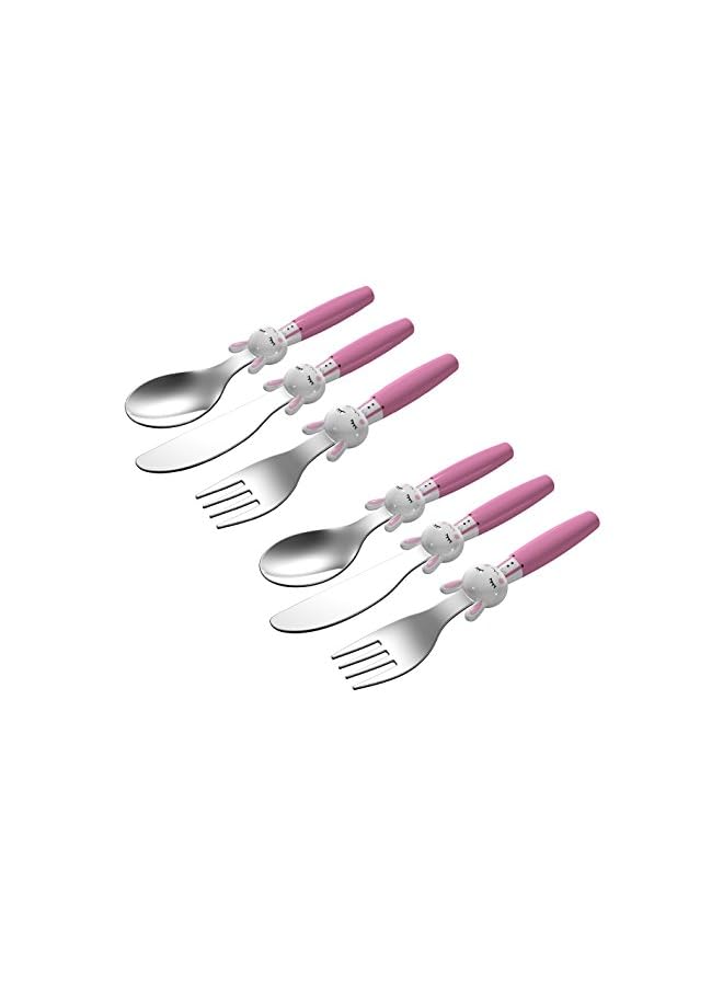 Exzact Children'S Cutlery Stainless Steel 6pcs Set/Kids Cutlery/Toddler Utensils/Flatware - 2 X Forks, 2 X Safe Dinner Knives, 2 X Dinner Spoons (Rabbit X 6) - Image 4