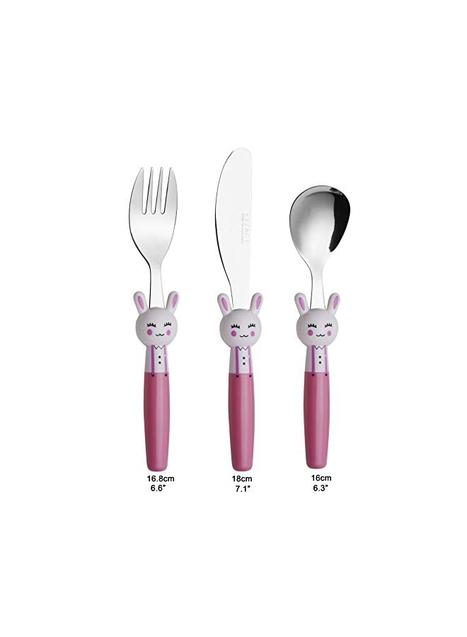 Exzact Children'S Cutlery Stainless Steel 6pcs Set/Kids Cutlery/Toddler Utensils/Flatware - 2 X Forks, 2 X Safe Dinner Knives, 2 X Dinner Spoons (Rabbit X 6) - Image 3