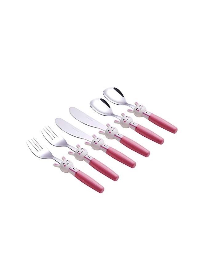 Exzact Children'S Cutlery Stainless Steel 6pcs Set/Kids Cutlery/Toddler Utensils/Flatware - 2 X Forks, 2 X Safe Dinner Knives, 2 X Dinner Spoons (Rabbit X 6) - Image 2