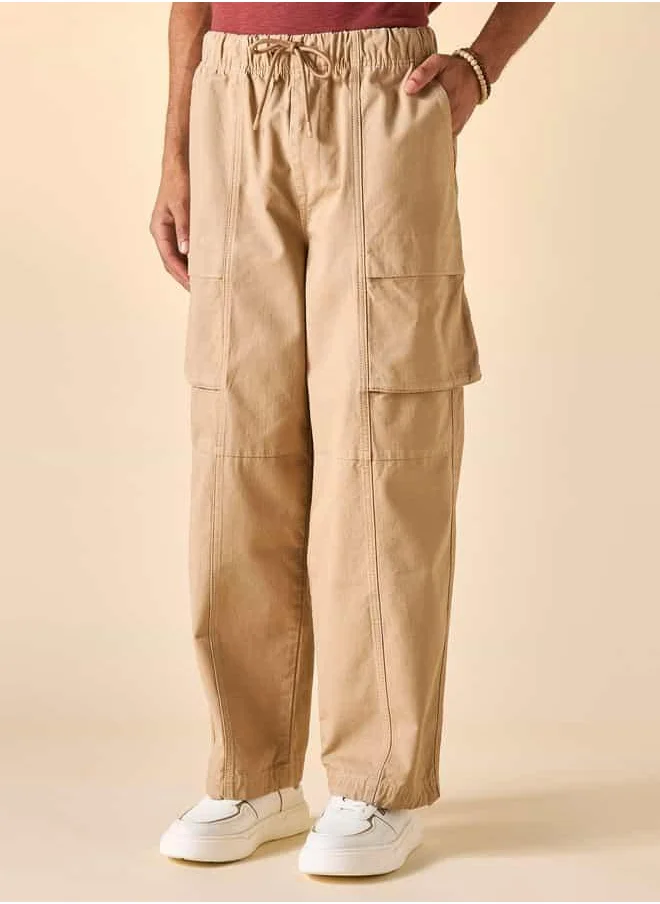 Lee Cooper Lee Cooper Checked Cargo Pants with Drawstring Closure