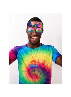Generic Hippie Costume Set, Hippie Sunglasses, Peace Sign Necklace and Tie Dye Headband for 60s 70s Accessories  - Image 3