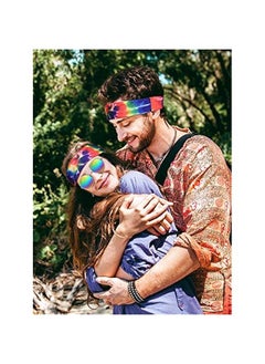 Generic Hippie Costume Set, Hippie Sunglasses, Peace Sign Necklace and Tie Dye Headband for 60s 70s Accessories  - Image 5