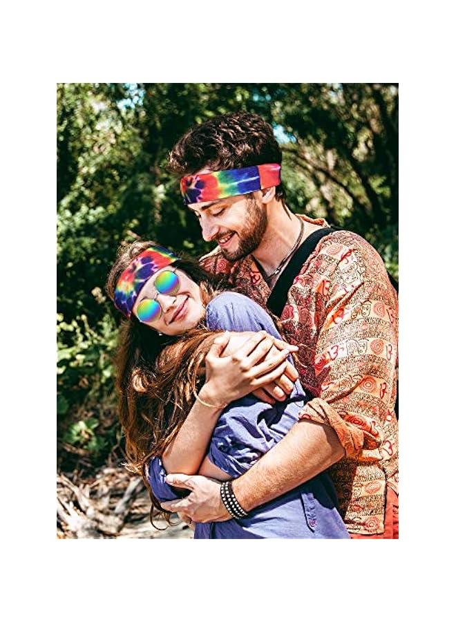 Generic Hippie Costume Set, Hippie Sunglasses, Peace Sign Necklace and Tie Dye Headband for 60s 70s Accessories - Image 5