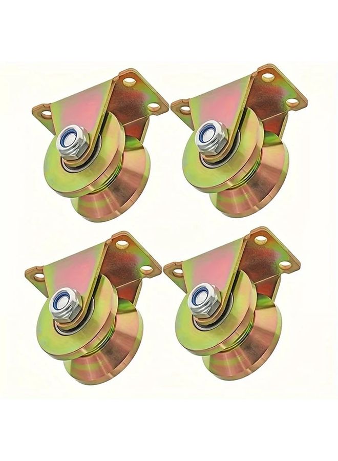 4pcs V Groove Steel Caster Wheels Double Roller Bearing Pulley For Sliding Doors - Image 2