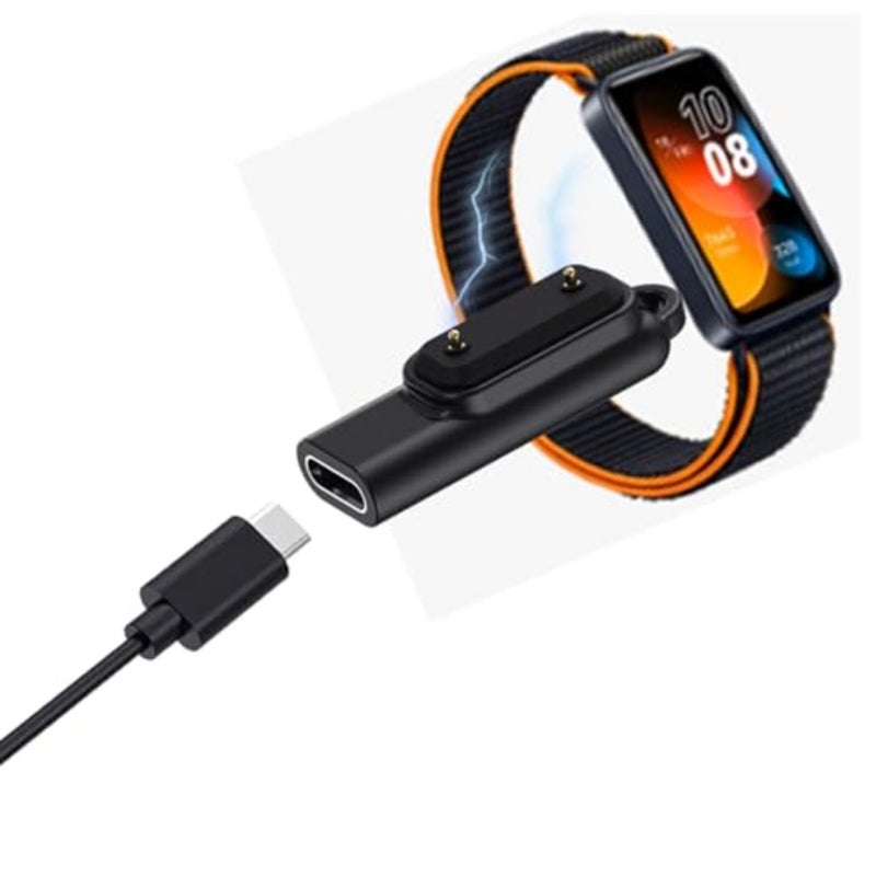 متوافق مع Huawei Band 10/9/8/7/6/Fit 3/Fit 2 Type C ذكر إلى أنثى محول شاحن قابس شحن سريع ملحقات الساعة الذكية أسود/2 قطعة - Image 3