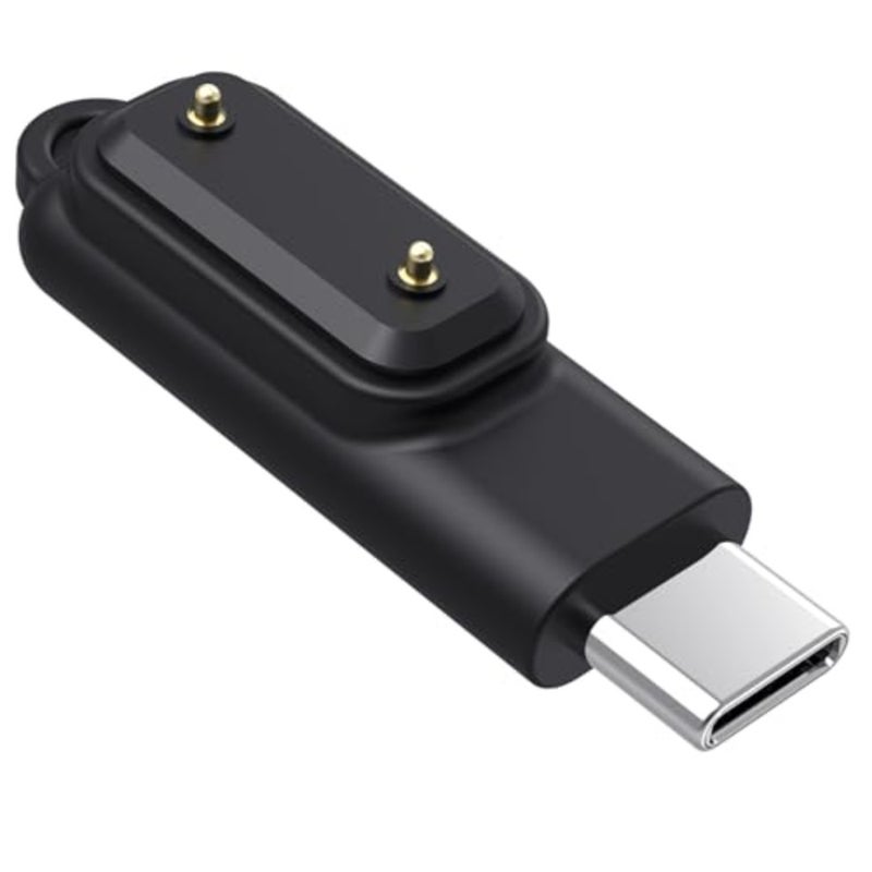 متوافق مع Huawei Band 10/9/8/7/6/Fit 3/Fit 2 Type C ذكر إلى أنثى محول شاحن قابس شحن سريع ملحقات الساعة الذكية أسود/2 قطعة - Image 2