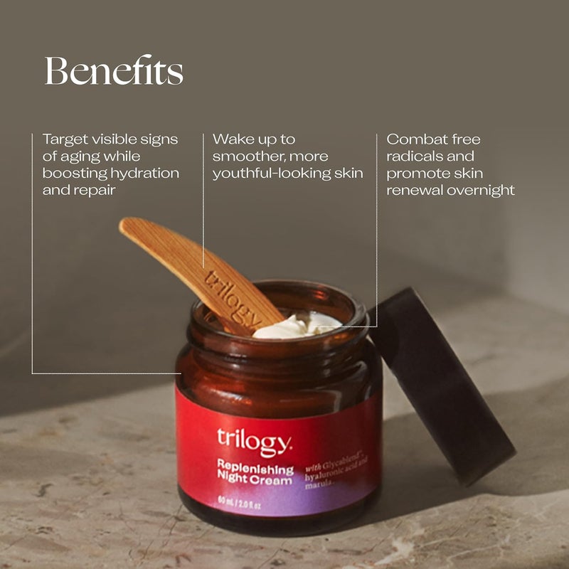 Trilogy Replenishing Night Cream with Glycablend, Hyaluronic Acid, and Marula - 60 ml - Image 3