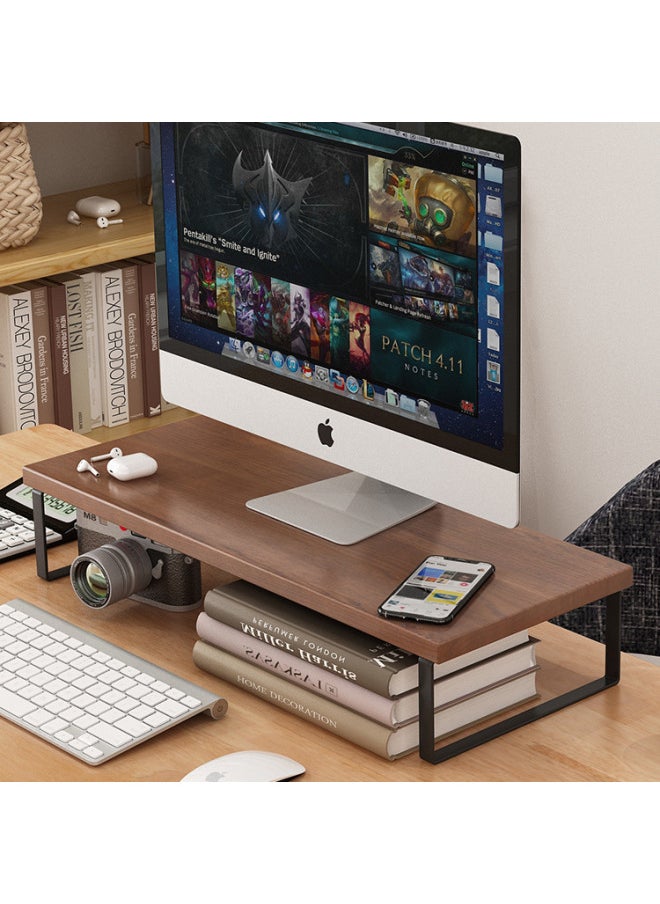 Generic - Computer Elevated Rack Monitor Bracket Pad High Base Desktop Storage Rack Bracket Desktop Storage Shelf Load-bearing-color:Raw Wood Grain + White Frame 30x20x8 Cm - Image 1