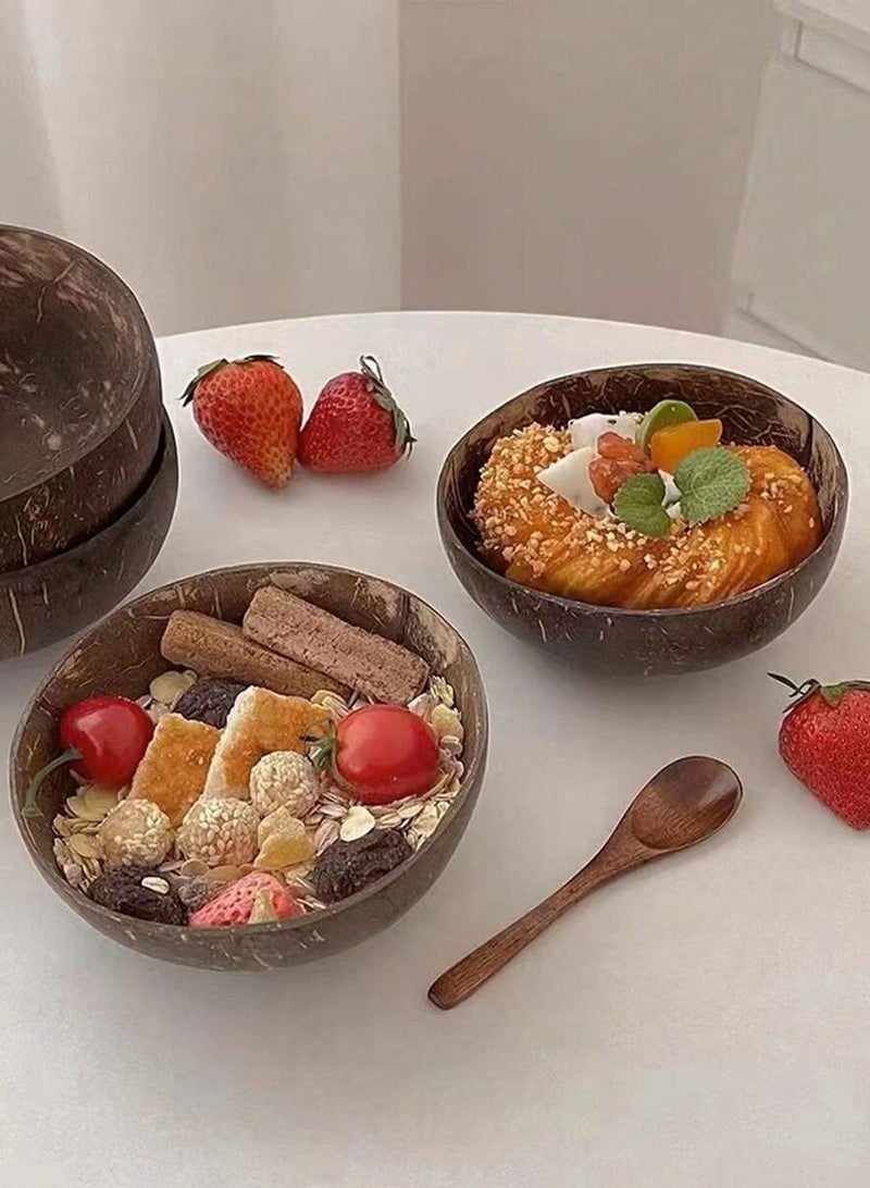 1pc Coconut Bowl Eco-Friendly Wooden Serveware – Natural Plant-Themed Handcrafted Wood Bowl for Salads, Desserts – Ideal for Sustainable Home Dining (Material: Wood; Theme: Plants; Use Without Electricity) - Image 4