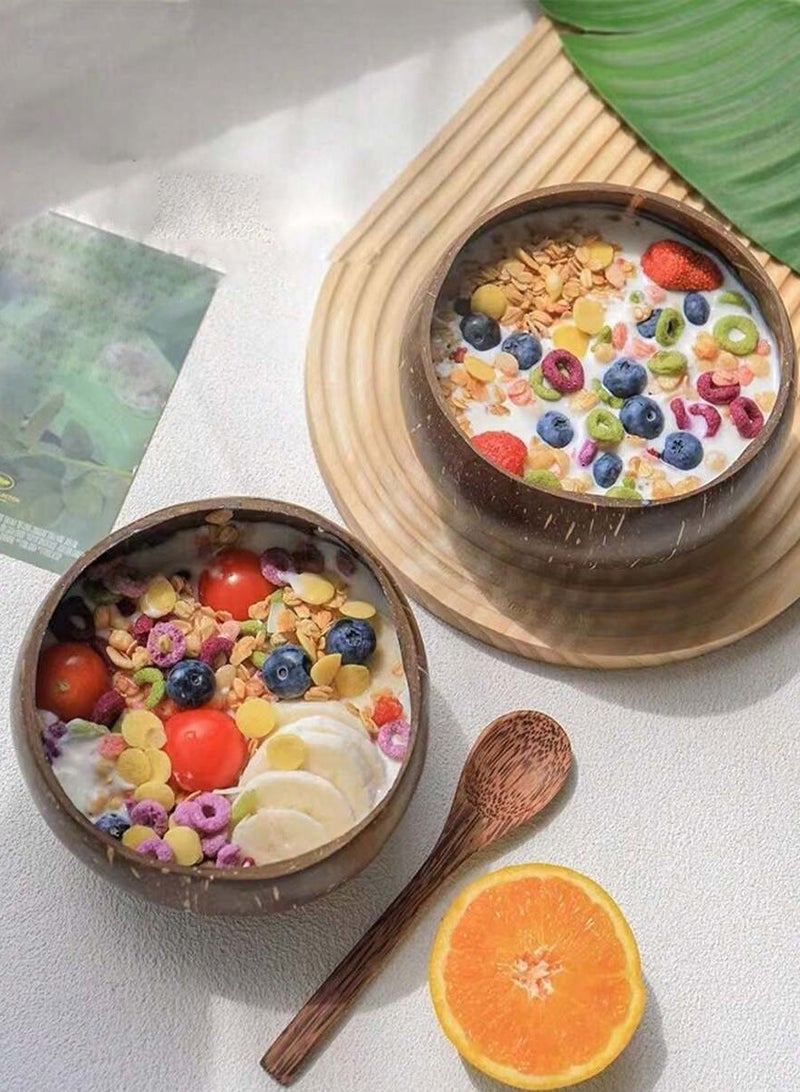 1pc Coconut Bowl Eco-Friendly Wooden Serveware – Natural Plant-Themed Handcrafted Wood Bowl for Salads, Desserts – Ideal for Sustainable Home Dining (Material: Wood; Theme: Plants; Use Without Electricity) - Image 2