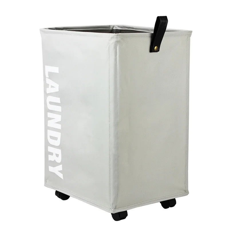 Y&D Large Capacity Foldable Laundry Basket with Wheels - Oxford Fabric Wheeled Dirty Clothes Hamper for Easy Transport - Image 5