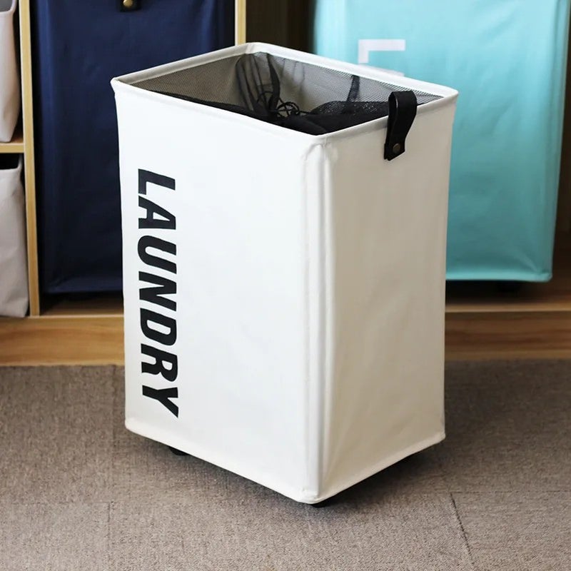 Y&D Large Capacity Foldable Laundry Basket with Wheels - Oxford Fabric Wheeled Dirty Clothes Hamper for Easy Transport - Image 2