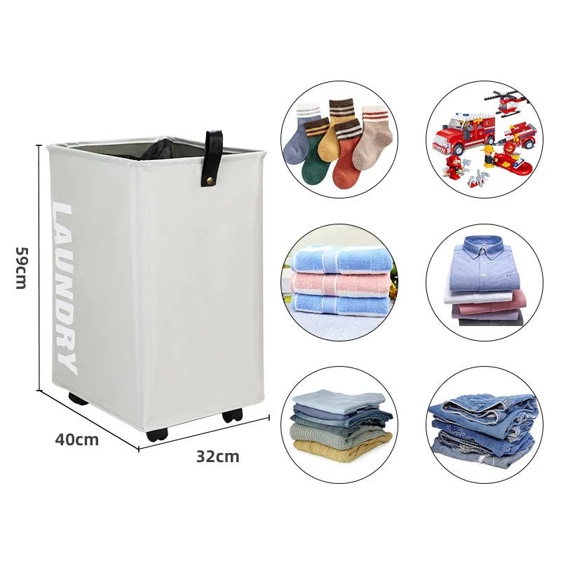 Y&D Large Capacity Foldable Laundry Basket with Wheels - Oxford Fabric Wheeled Dirty Clothes Hamper for Easy Transport - Image 3