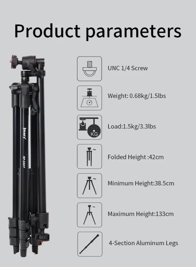 جيه ماري KP-2207 Overhead & Professional Vloging 2 in 1 Tripod - Image 2