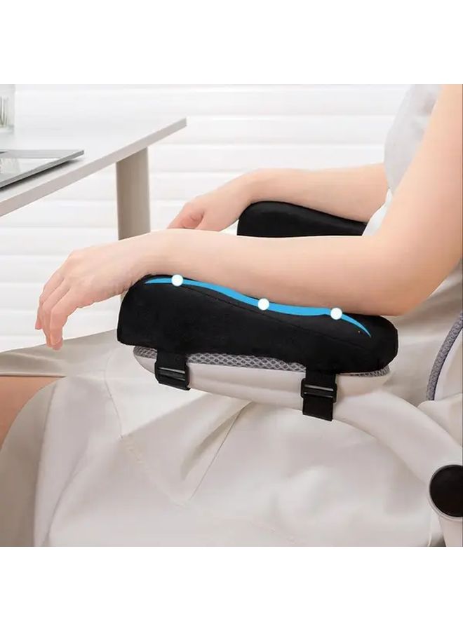 Ergonomic Office Chair Armrest Pads Black Adjustable Cushion Universal Fit - Image 2