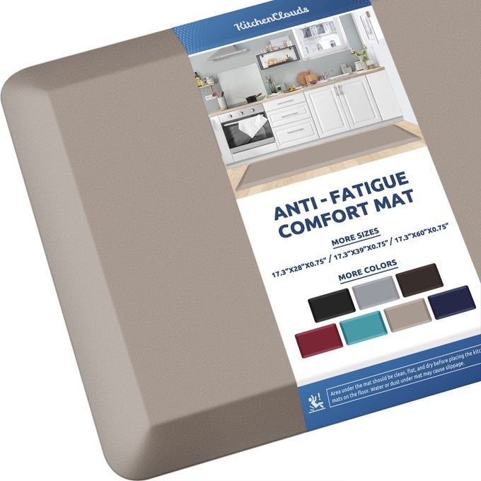 KITCHEN MAT CUSHIONED ANTI FATIGUE KITCHEN RUG 08INCH WATERPROOF NON SLIP KITCHEN RUGS AND MATS STANDING DESK MAT COMFORT FLOOR MATS FOR KITCHEN SINK OFFICE 173X60KHAKI