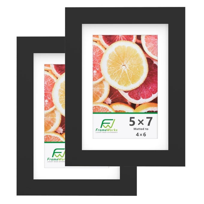 2Pack 5x7 Matted to 4x6 Picture Frame Black Classic Wooden Photo Frame with Tempered Glass Modern Matte Finish for Prints Posters Certificates Wall Decor GalleryReady