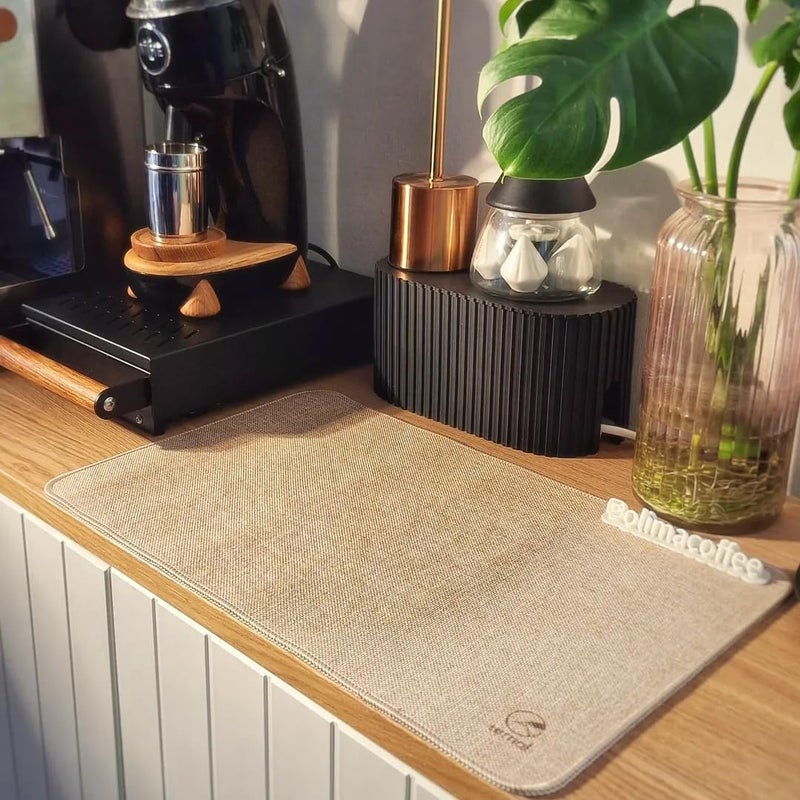 Ternal Harvest Burlap Dish Drying Mat 12Ã—19 in â€“ Absorbent & Waterproof Coffee Bar & Kitchen Counter Protector, Rustic Jute Canvas Fall DÃ©cor, Autumn Thanksgiving Kitchen Mat with Non-Slip Backing - Image 1