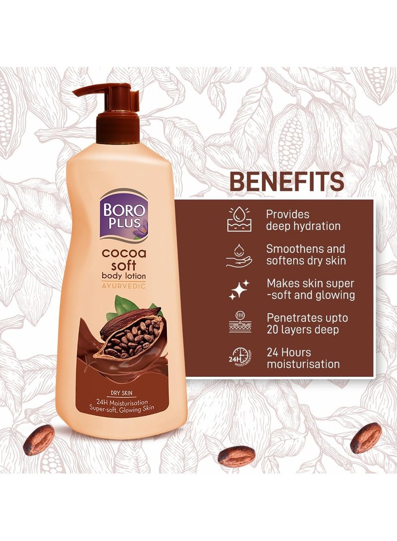 BOROPLUS Cocoa Soft Body Lotion For Skin Combination , 400 Ml, 1 Count - Image 3