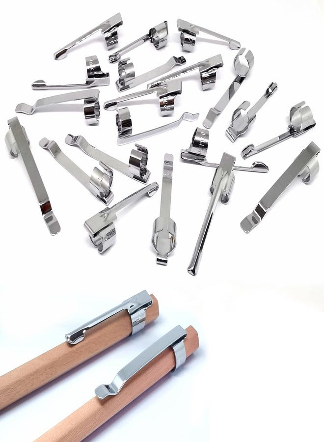 Adhere Pencil Clips, Silver Metal Clips Sliding Epoxy Pen Golf Pencil, Pocket,Shirt, Study Holder Portable Hanging 2 Style(20pcs) - Image 1