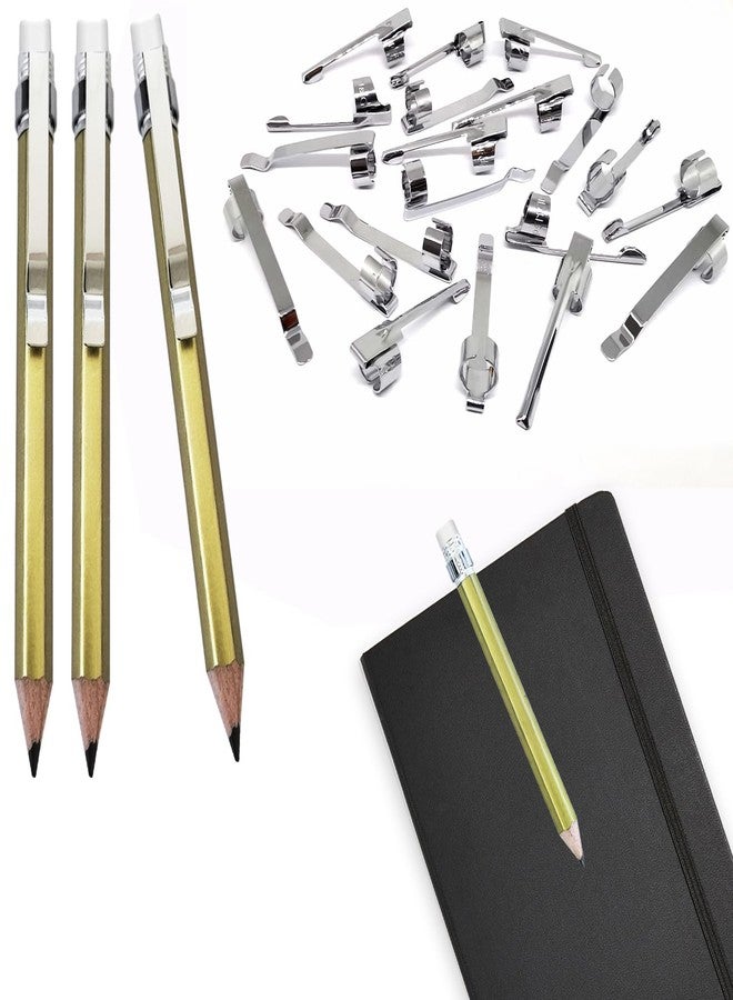 Adhere Pencil Clips, Silver Metal Clips Sliding Epoxy Pen Golf Pencil, Pocket,Shirt, Study Holder Portable Hanging 2 Style(20pcs) - Image 3