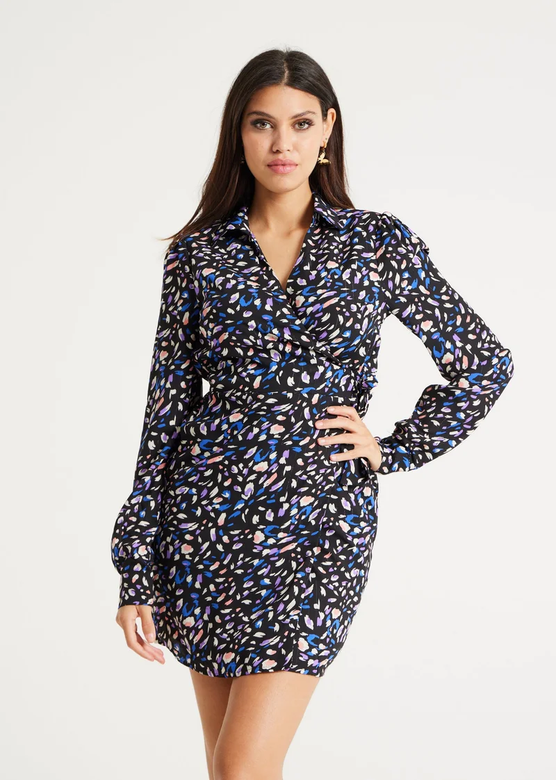 Liquorish Multicolour Painterly Print Mini Dress