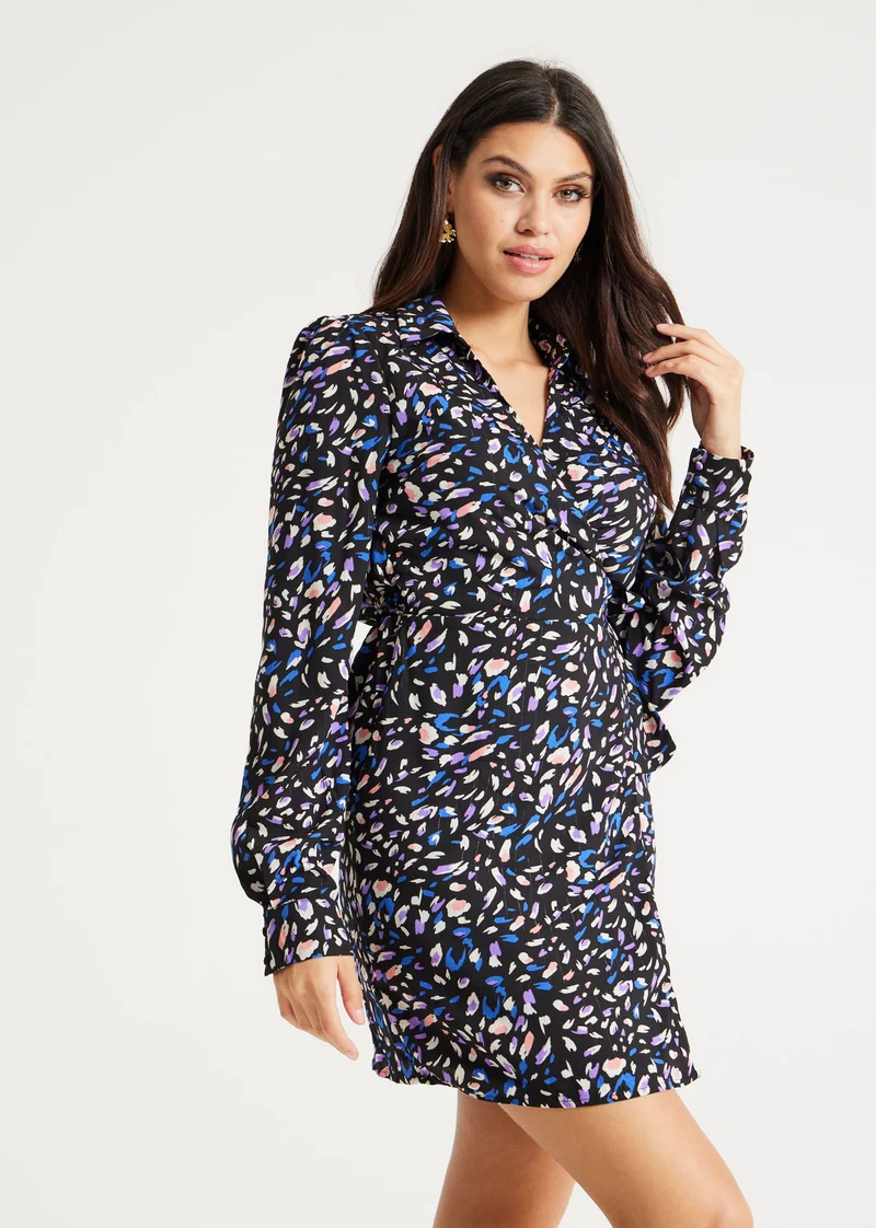 Liquorish Multicolour Painterly Print Mini Dress