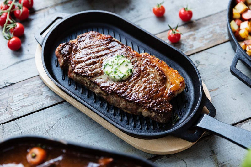 Ooni Cast Iron Grizzler Pan - Grill Frying Pan, 12" x 6" Griddle Plate with Removable Handle and Bamboo Trivet, Pre-Seasoned Non-Stick Oven Safe Cookware, Pizza Oven and BBQ Accessories - Image 2