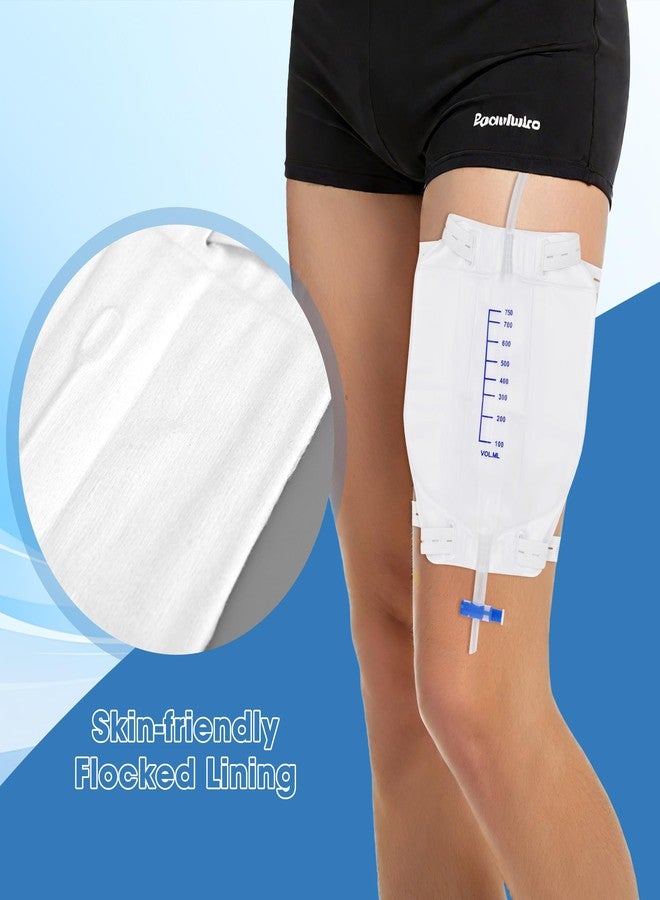 Dedsio Urine Drainage Bags Catheter Leg Bags for Men,3 Pack 750ML Urinary Bags with Flocking Surface, Anti-Reflux Valve, Adjustable Cloth Straps,Easy Drainage Flip Design - Image 3