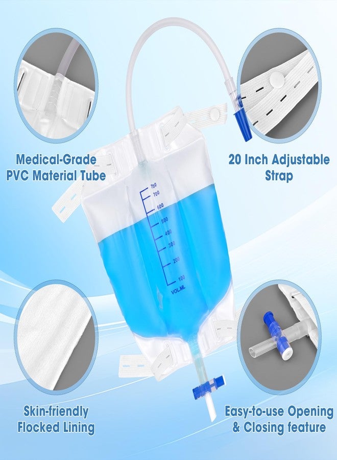Dedsio Urine Drainage Bags Catheter Leg Bags for Men,3 Pack 750ML Urinary Bags with Flocking Surface, Anti-Reflux Valve, Adjustable Cloth Straps,Easy Drainage Flip Design - Image 4