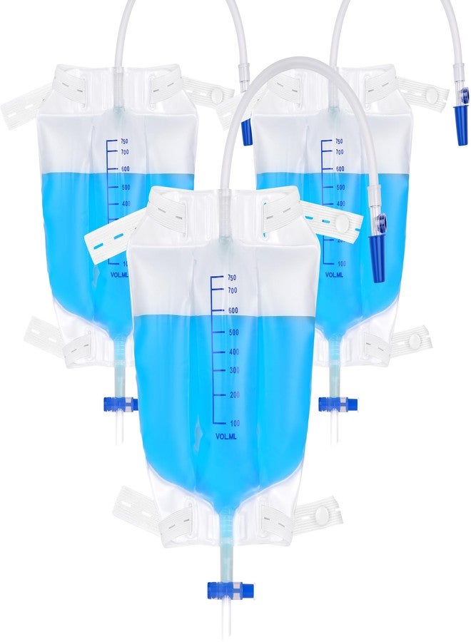 Dedsio Urine Drainage Bags Catheter Leg Bags for Men,3 Pack 750ML Urinary Bags with Flocking Surface, Anti-Reflux Valve, Adjustable Cloth Straps,Easy Drainage Flip Design - Image 1