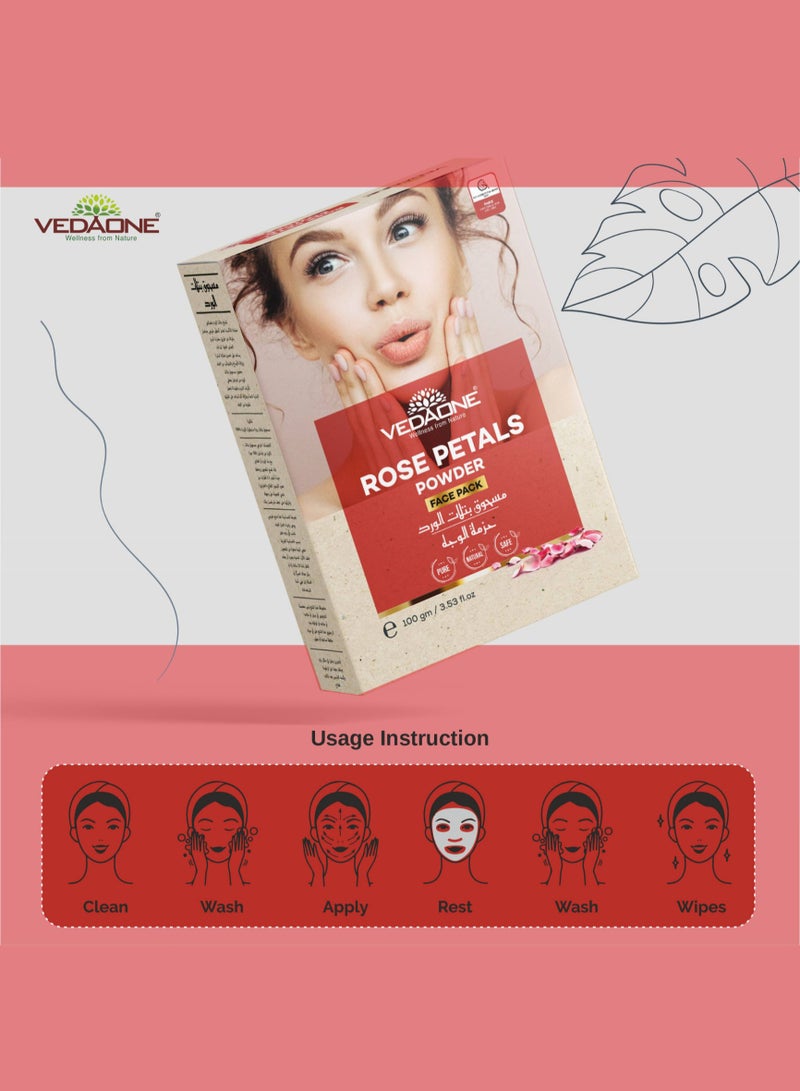 VedaOne Rose Petals Powder Face Pack | 100GM | Natural & Organic | For Men and Women | Rich in Antioxidants & Natural Oils | Shade-Dried | Suitable for All Skin Types - Image 5