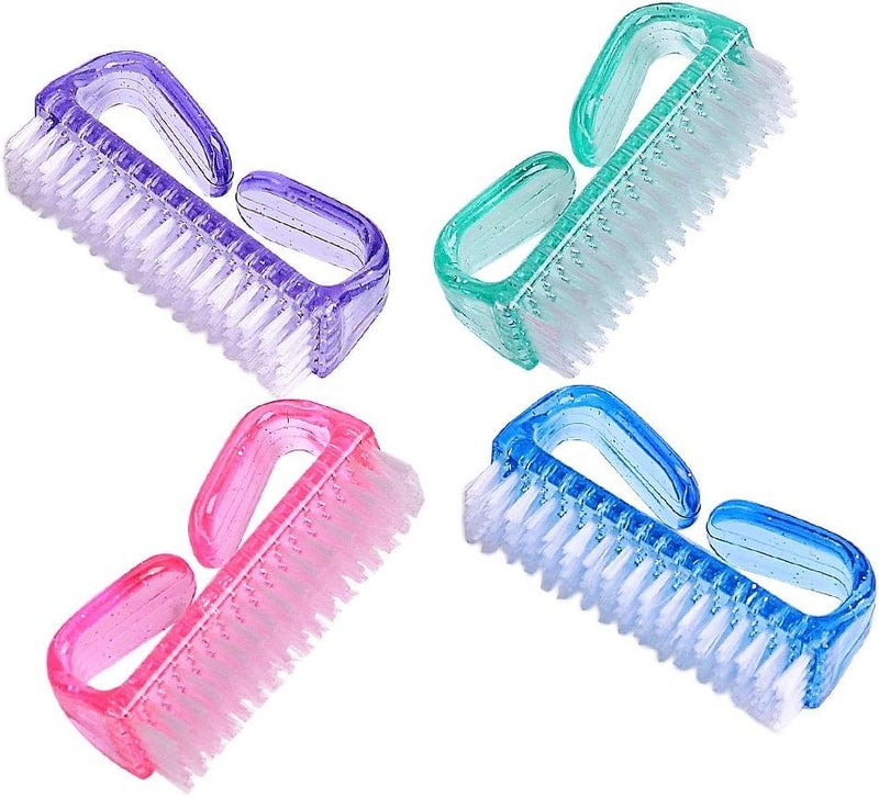 Professional Handle Grip Nail Brush – Fingernail & Pedicure Scrub Brush for Hands, Toes and Feet – Durable Plastic Handle, Soft Bristles for Deep Cleaning (Multicolor, 4, Count)
