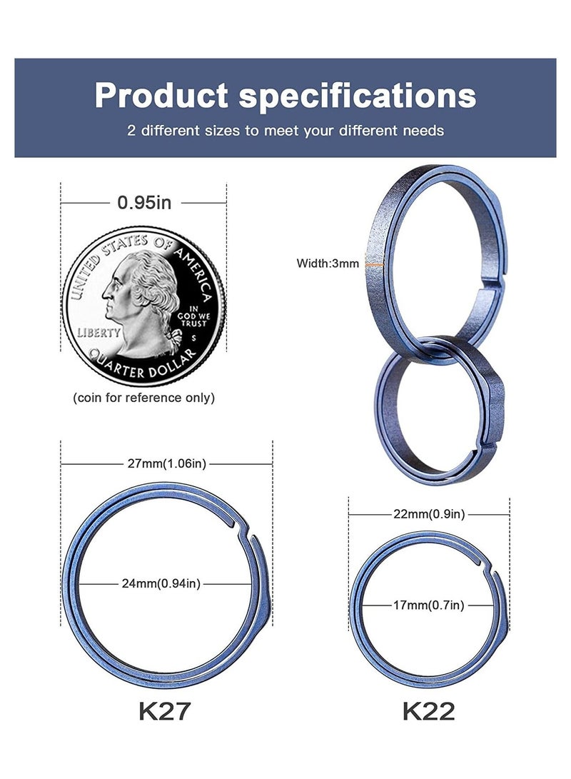 KASTWAVE Key Rings Elegant Quick Release Side Pushing Split Rings Kit for Keychains Circular Keychain Hoops Keyring Loop Keyring Connector Heavy Duty Keyring for Dog Tag - Image 2