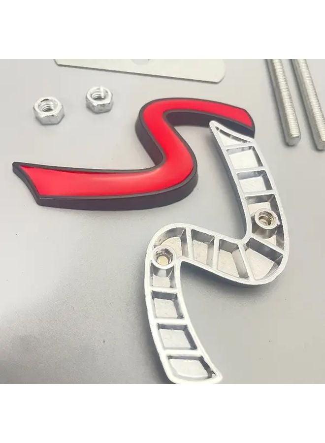 Silvery S Car Emblem Badge For Mini Cooper Front Hood Grill Sticker - Image 4