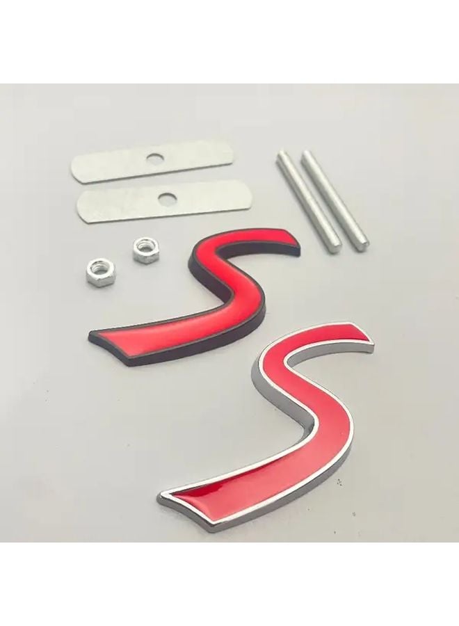 Silvery S Car Emblem Badge For Mini Cooper Front Hood Grill Sticker - Image 2