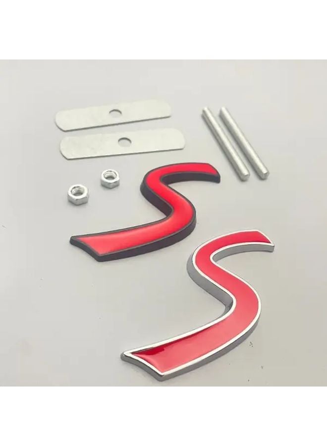 Silvery S Car Emblem Badge For Mini Cooper Front Hood Grill Sticker - Image 1