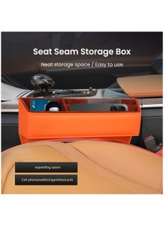 Brave Premium Car Seat Gap Organizer, Multifunctional Car Organizer and Storage Box PU Leather Car Organizers and Storage Automotive Accessories for Holding Phone, Sunglasses, Key, Cards, Wallets- Orange  - Image 2