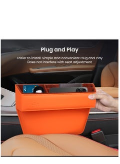 Brave Premium Car Seat Gap Organizer, Multifunctional Car Organizer and Storage Box PU Leather Car Organizers and Storage Automotive Accessories for Holding Phone, Sunglasses, Key, Cards, Wallets- Orange  - Image 5