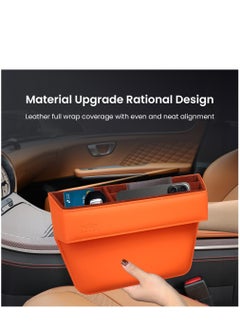Brave Premium Car Seat Gap Organizer, Multifunctional Car Organizer and Storage Box PU Leather Car Organizers and Storage Automotive Accessories for Holding Phone, Sunglasses, Key, Cards, Wallets- Orange  - Image 3