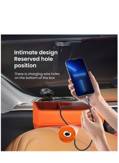 Brave Premium Car Seat Gap Organizer, Multifunctional Car Organizer and Storage Box PU Leather Car Organizers and Storage Automotive Accessories for Holding Phone, Sunglasses, Key, Cards, Wallets- Orange  - Image 4