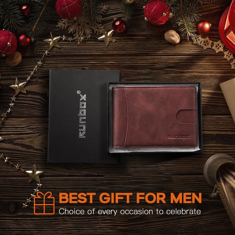 RUNBOX Slim Money Clip Wallets for Men RFID Blocking 11 Card Holder Minimalist Small Leather Bifold Men's Front Pocket Wallet Gift Box - Image 4