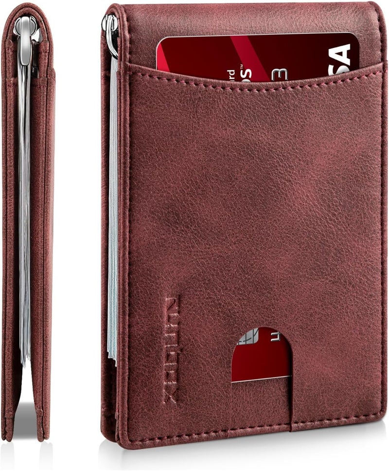 RUNBOX Slim Money Clip Wallets for Men RFID Blocking 11 Card Holder Minimalist Small Leather Bifold Men's Front Pocket Wallet Gift Box - Image 1