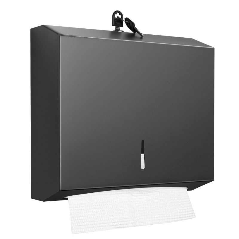Paper Towel Dispenser Wall Mount Commercial C Fold Multifold Hand Paper Towel Dispenser Stainless Steel Tissue Holder Matte Black