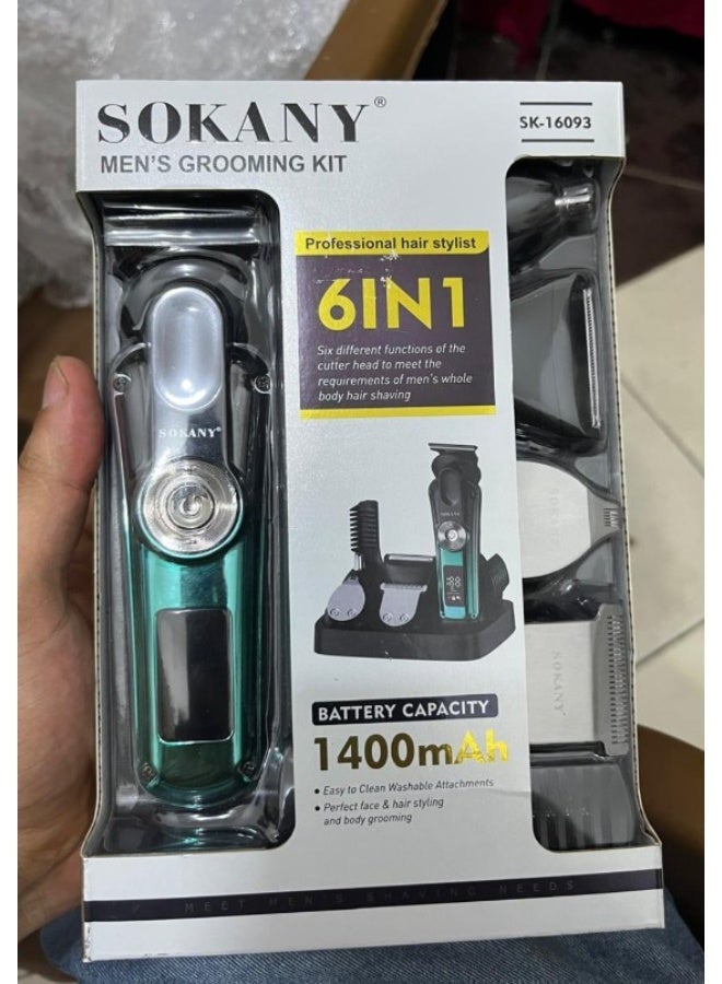 SOKANY - Men's Grooming KIT Professional hair Stylist 6-IN-1 Battery Capacity 1400mAh SK-16093  - 1 YEAR WARRANTY - Image 2